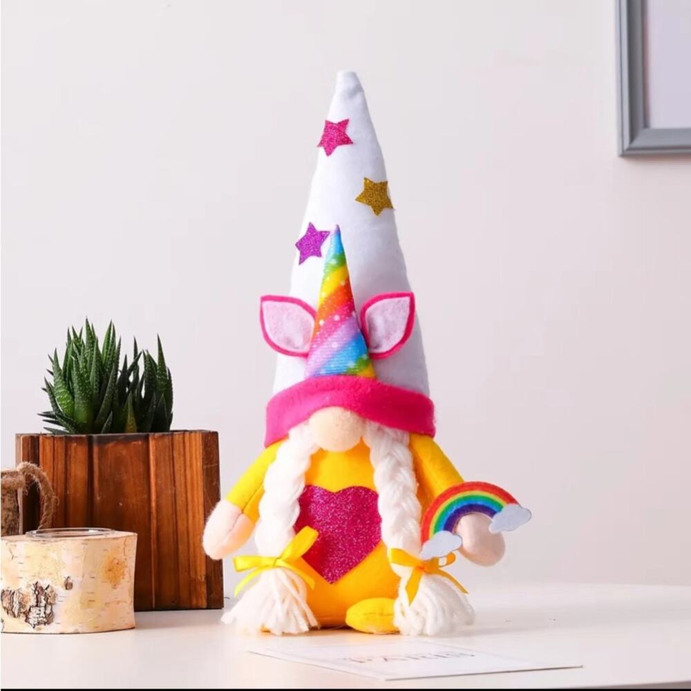 Faceless Girl Rainbow Unicorn Gnome Plush